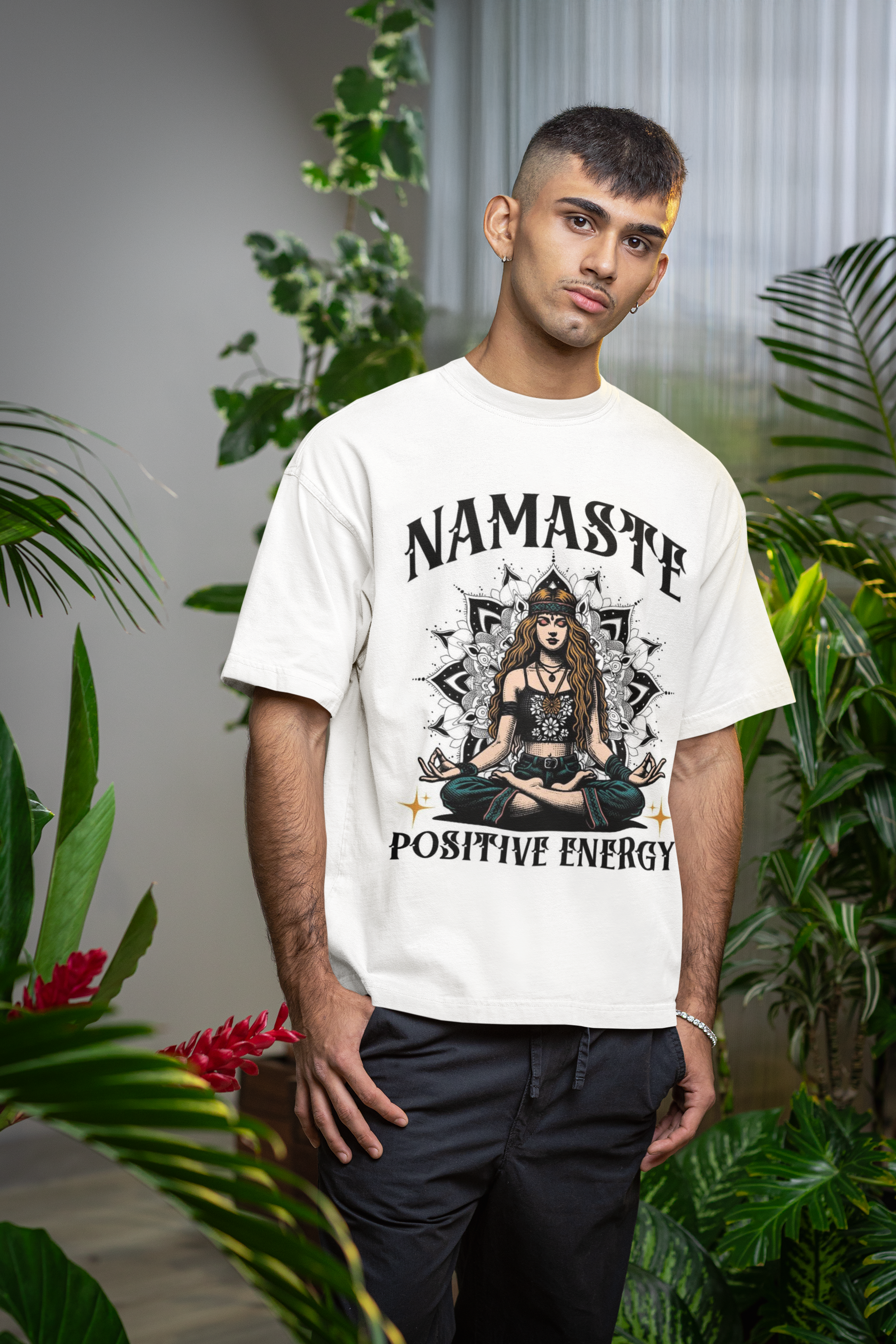 "Premium Cotton Mandala Printed Oversized Tee | Spiritual Yoga Wear | Festival Outfit | Casual Everyday Style Tee"