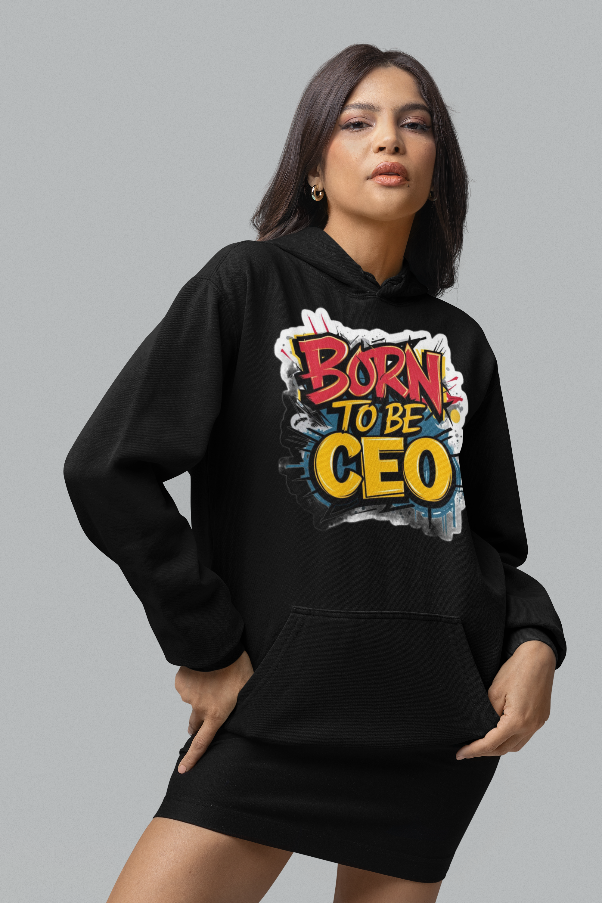 "Born to be CEO" printed Hoodie | Be Optimistic