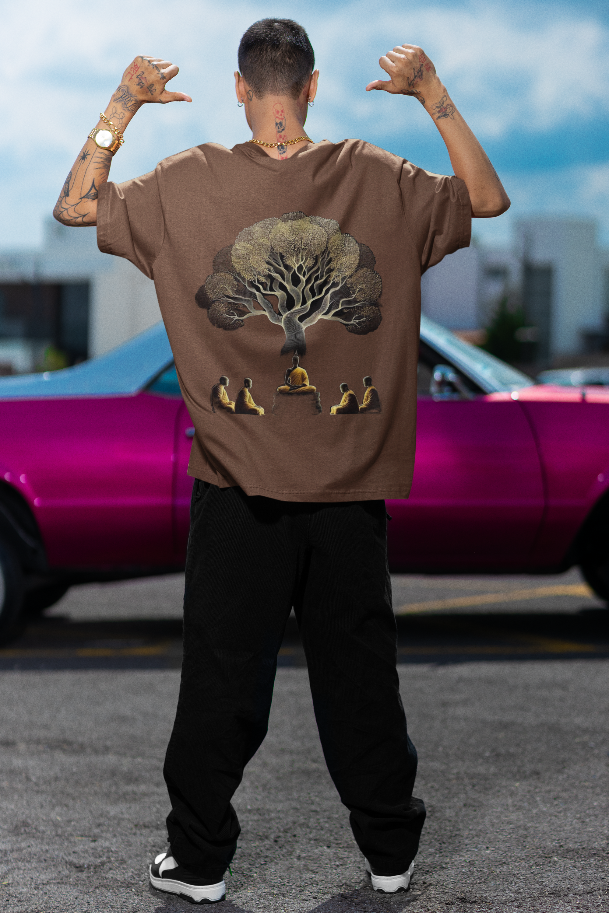 "Lord Buddha giving teachings" Printed Oversized Tee | Be Spiritual