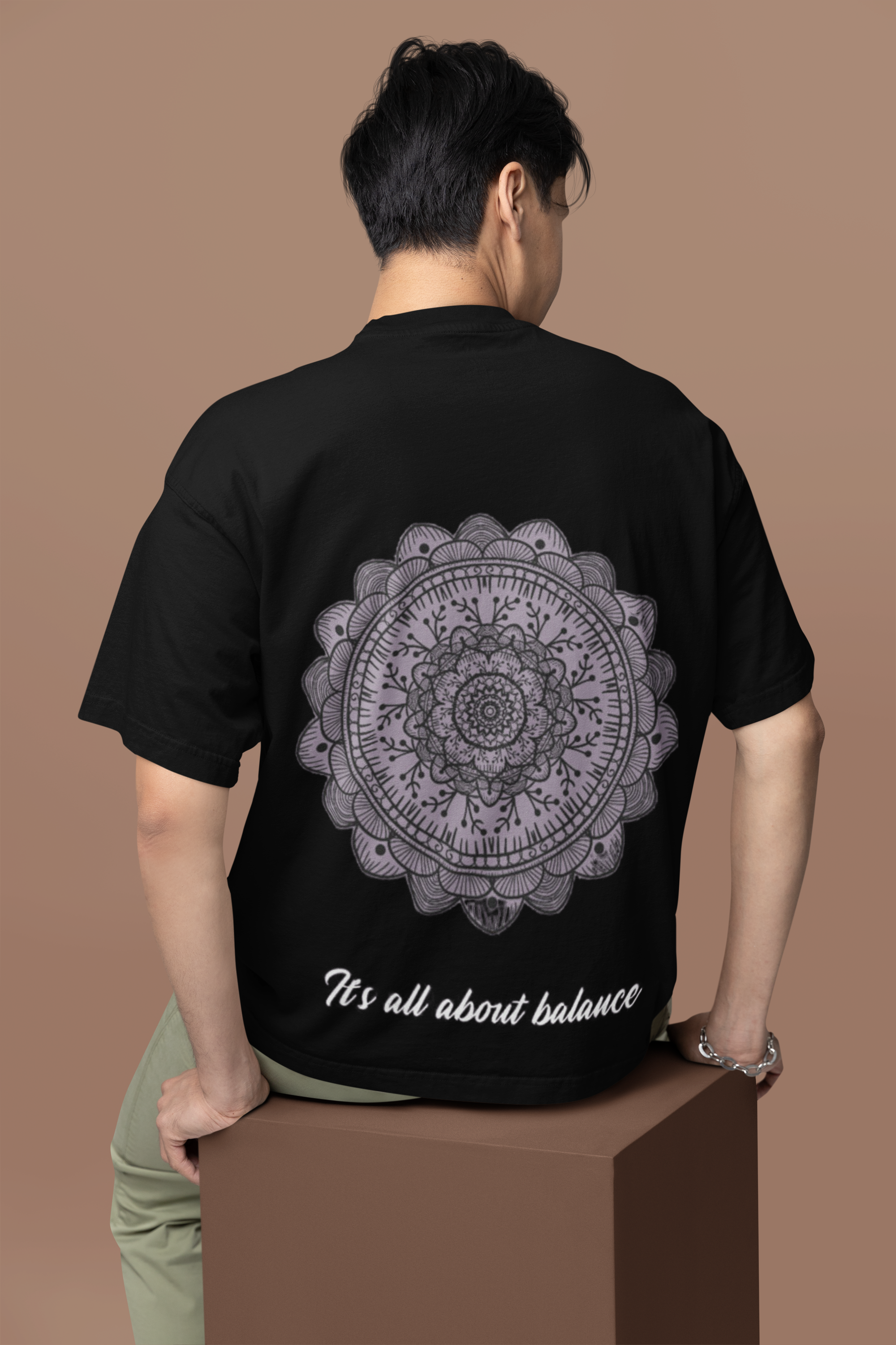 "It's all about balance" Printed Oversized T-shirt | Premium Cotton Blend