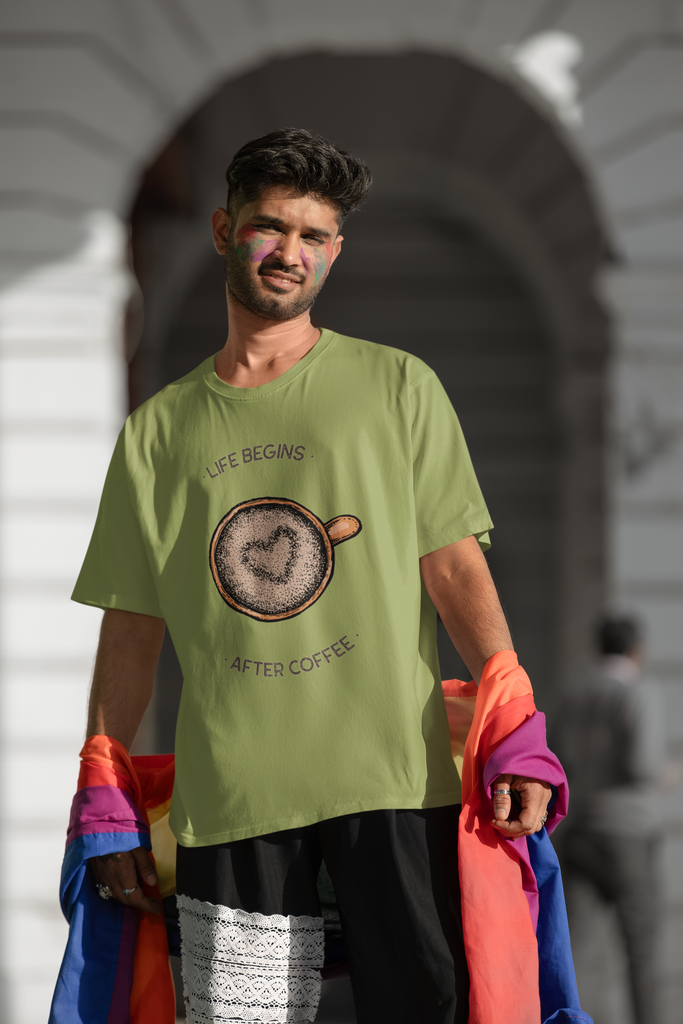 "Life Begins After Coffee" |  Printed Oversized T-Shirt