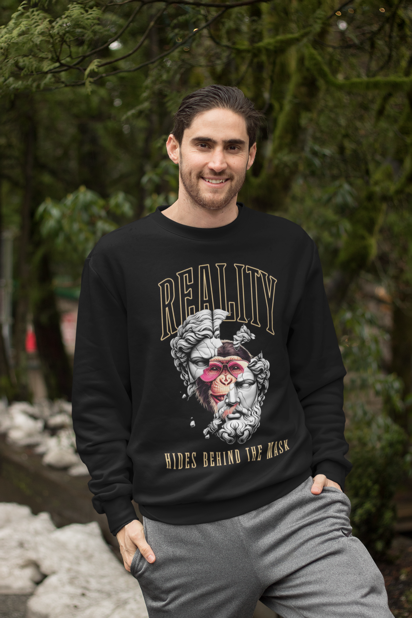 "Reality Hides Behind The Mask" Printed Oversized Sweatee