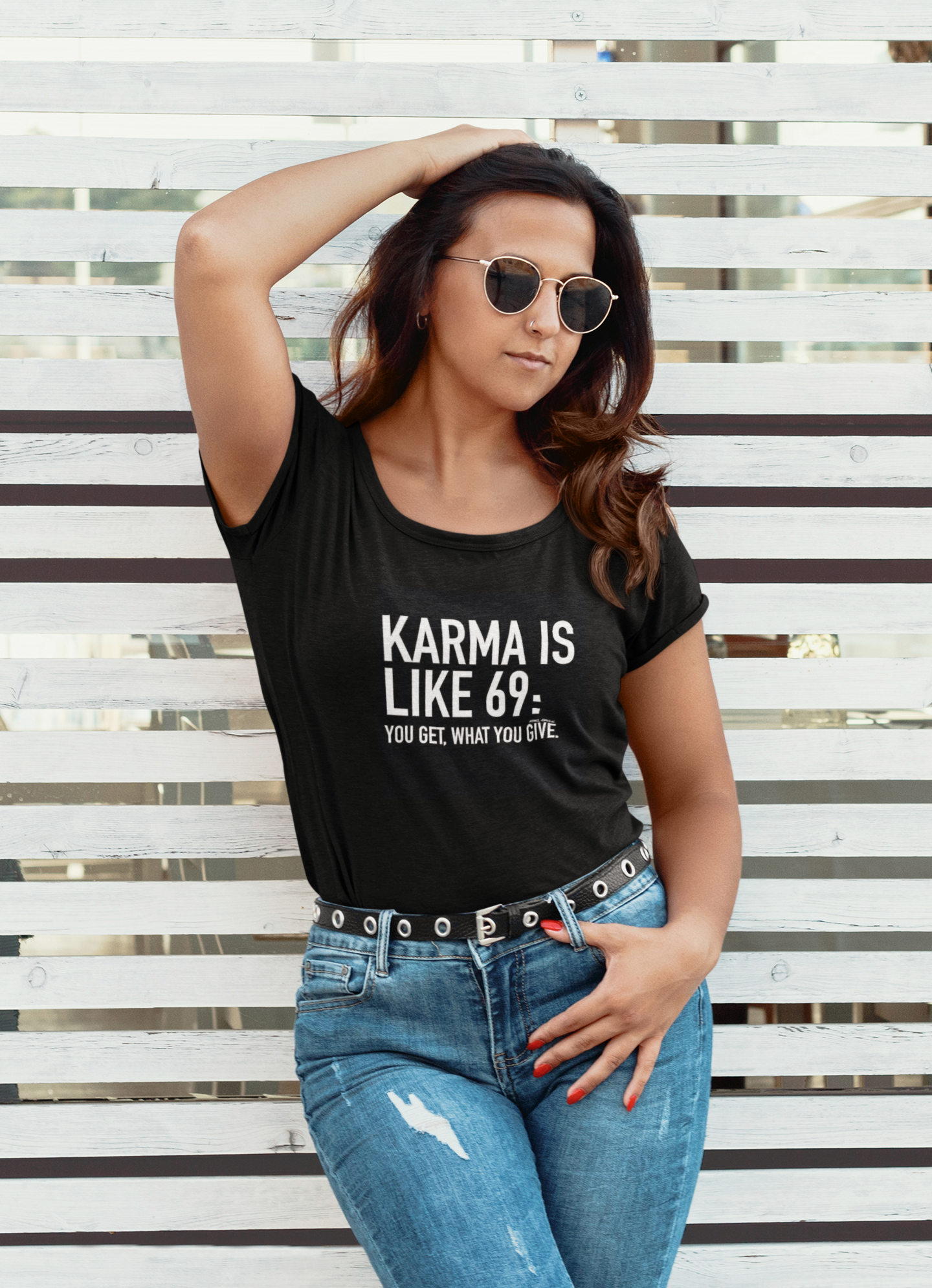 Karma is like 69 Printed Tee for Her