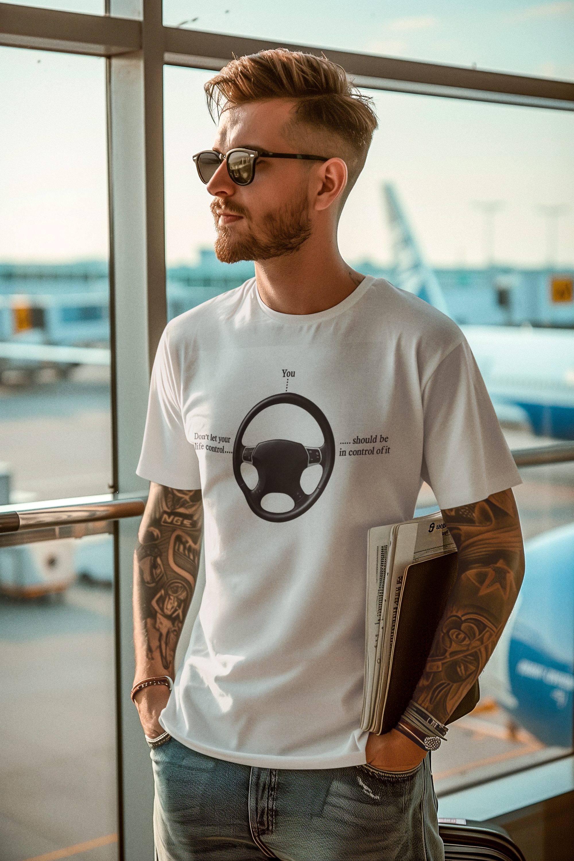 Steering Wheel Printed Graphic Tee | Keep Driving