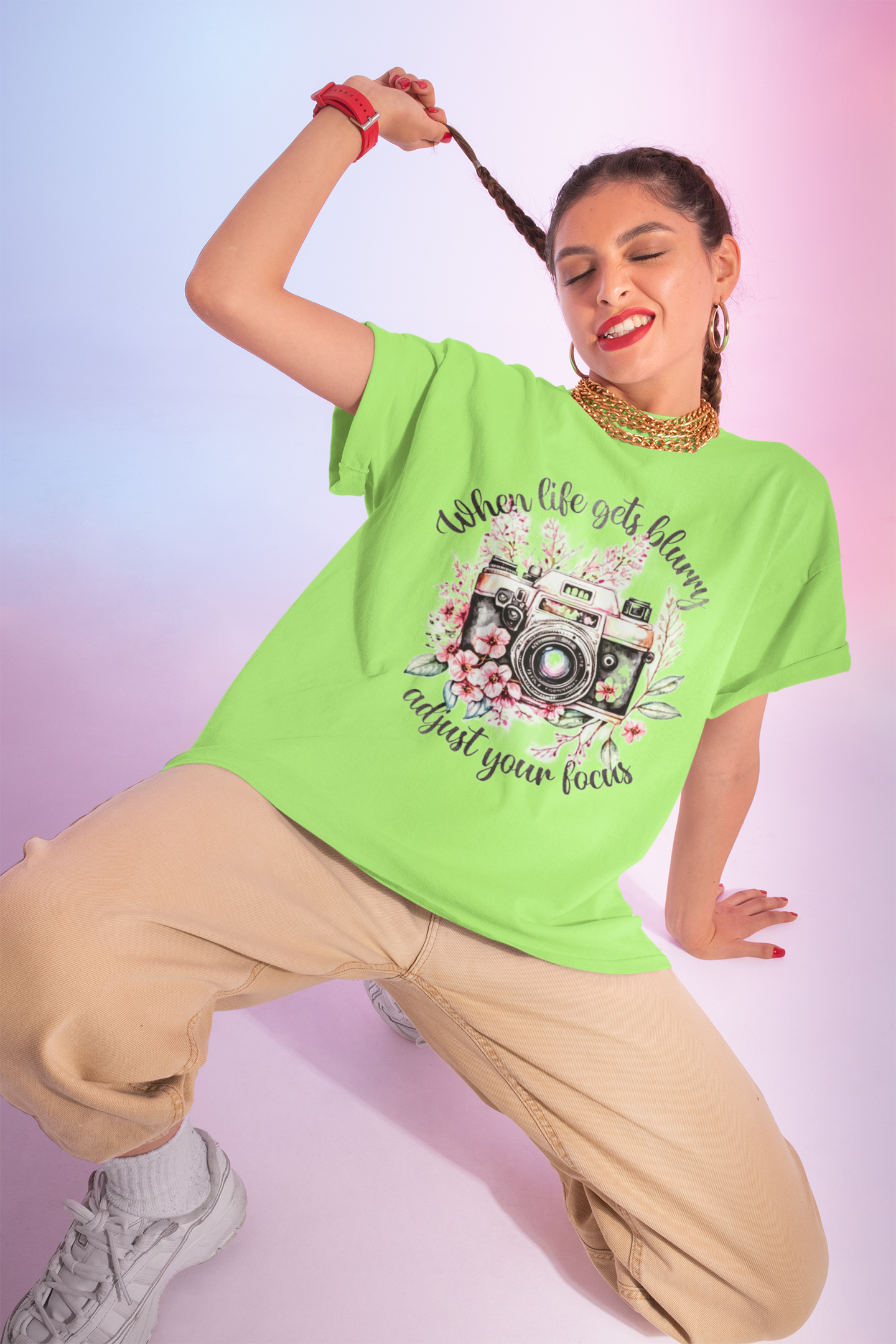 When Life's Blurry Printed Oversized Tee | Be Confident