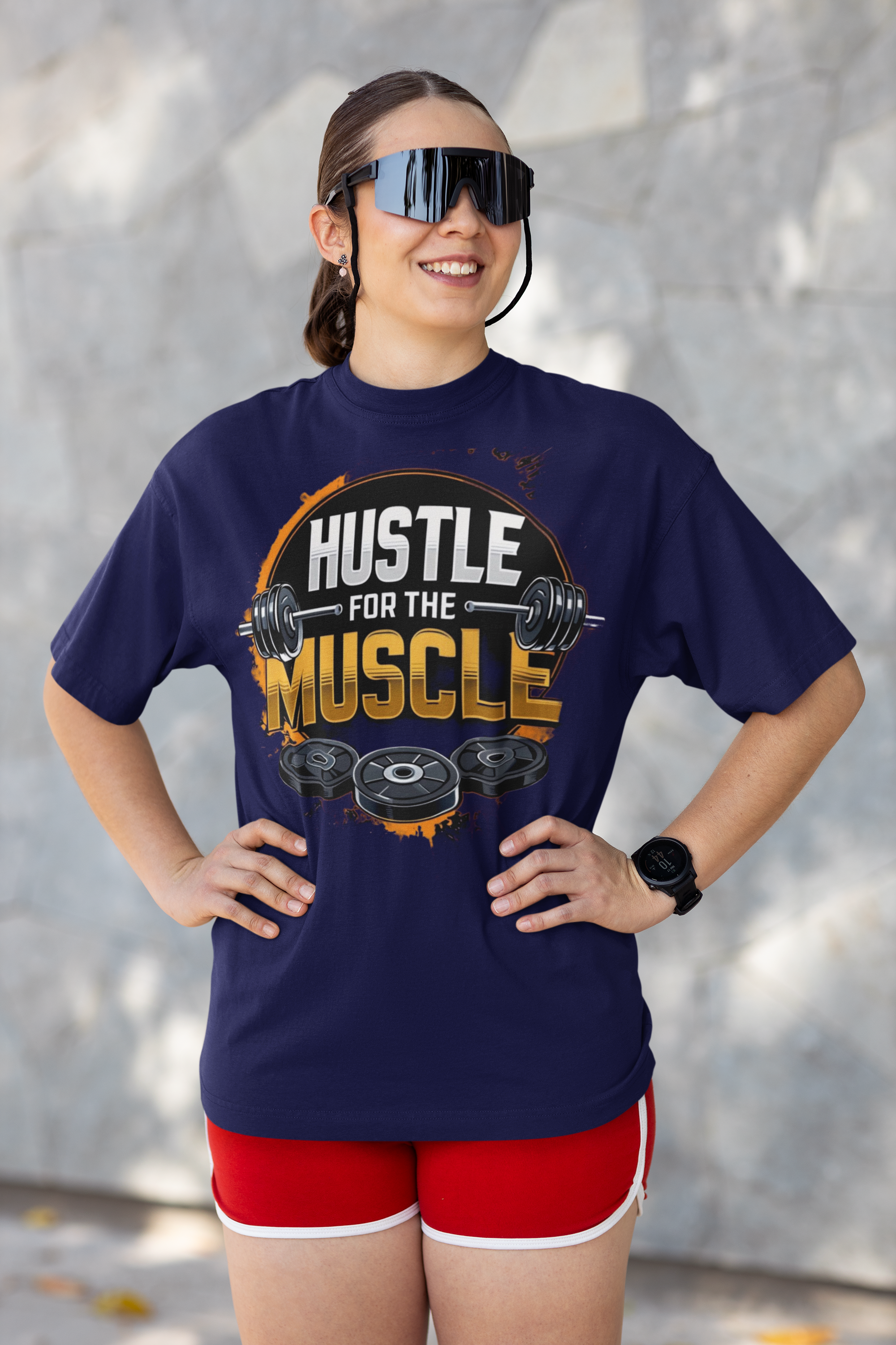 "Hustle to the Muscle" Printed Oversized Tee | Be Casual