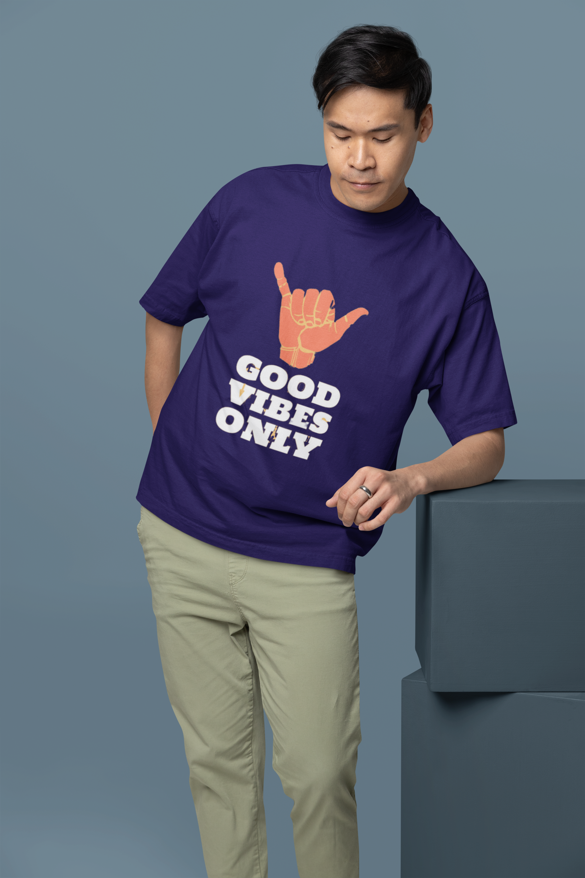 "Good Vibes Only" Printed Oversized Tee | Perfect for layering or wearing alone