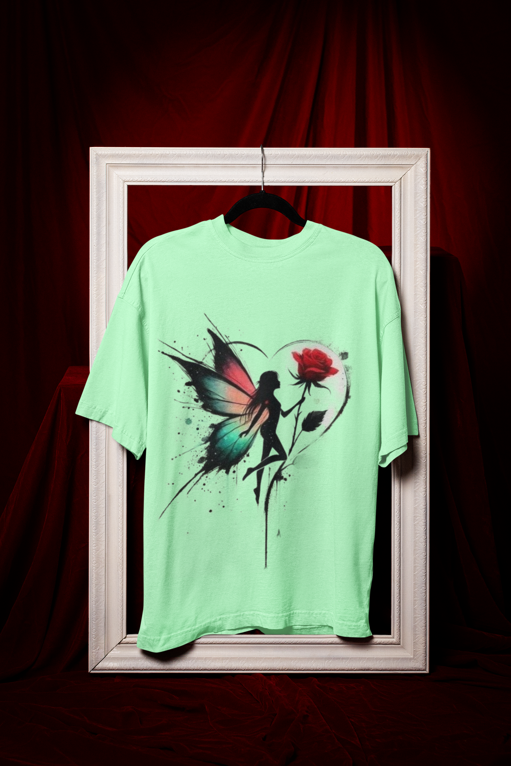 Fairy with Rose Printed Oversized Tee | Be Magical !