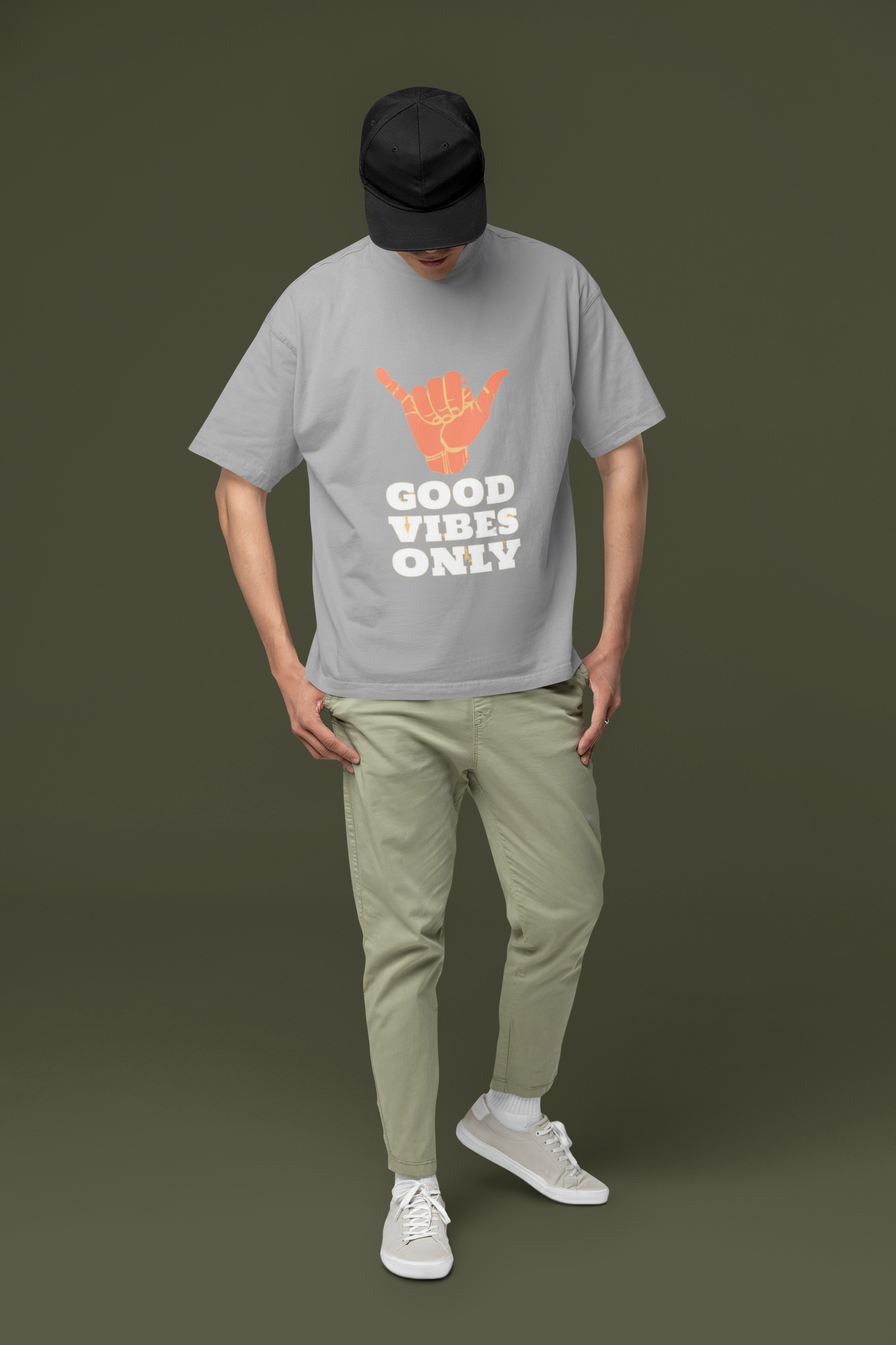 "Good Vibes Only" Printed Oversized Tee | Perfect for layering or wearing alone