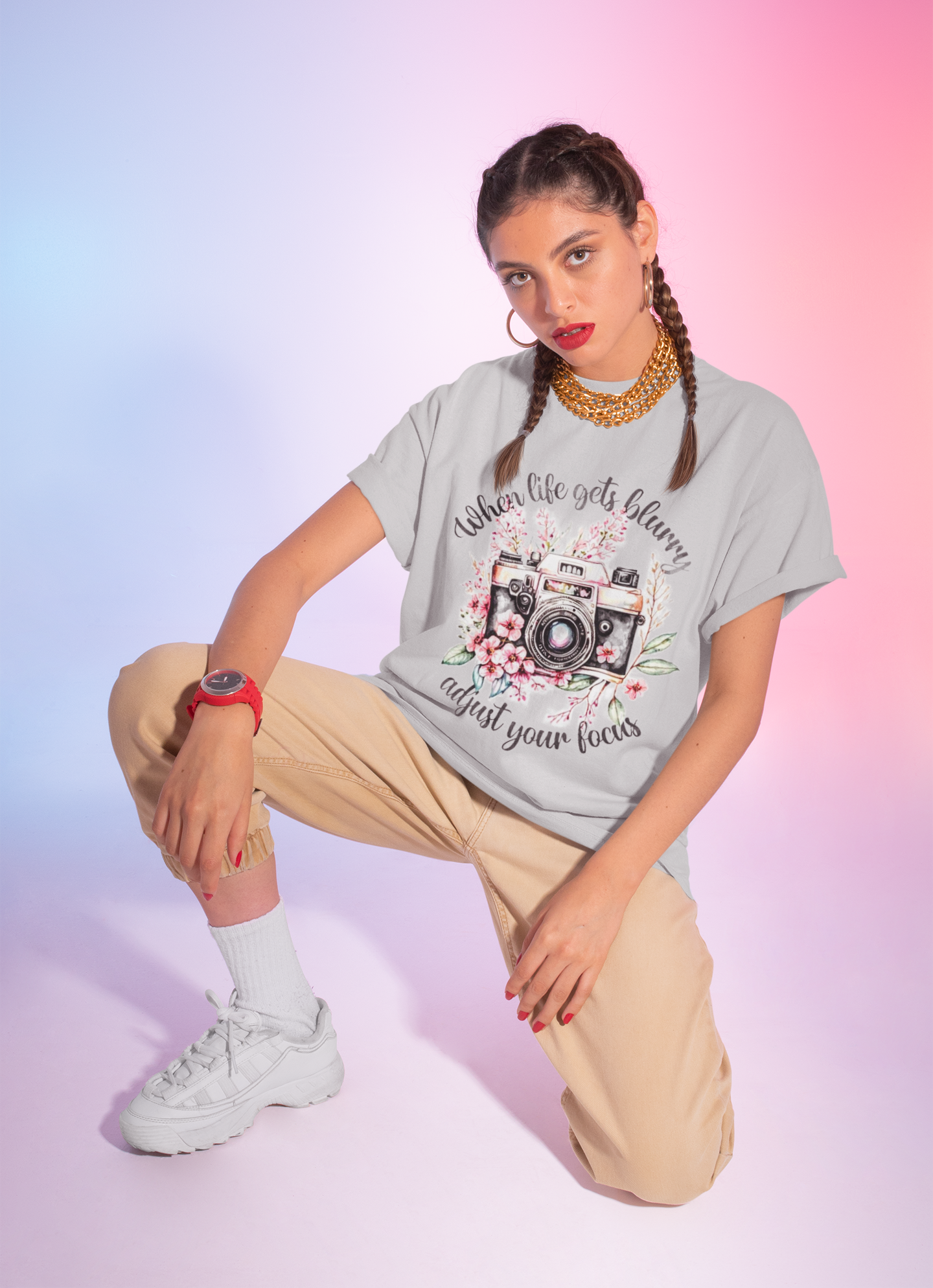 When Life's Blurry Printed Oversized Tee | Be Confident