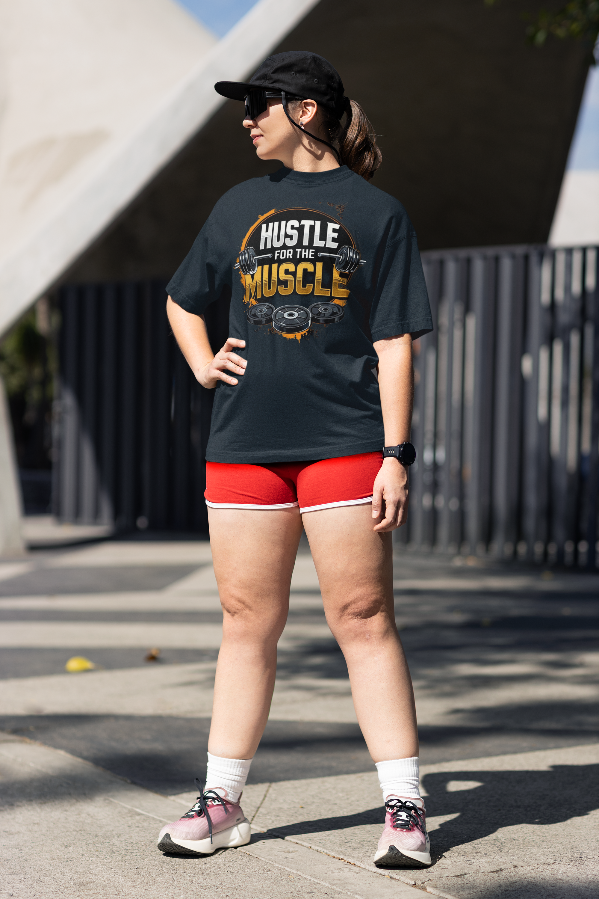 "Hustle to the Muscle" Printed Oversized Tee | Be Casual