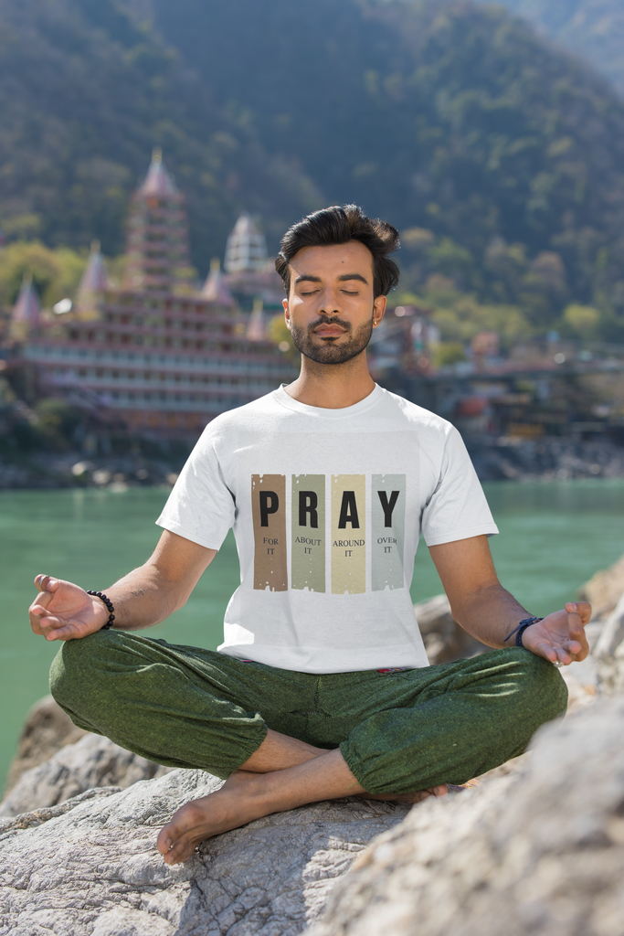 "Pray" printed T-shirt | Bold, Eye-Catching Graphic – Sensitive Advisory print