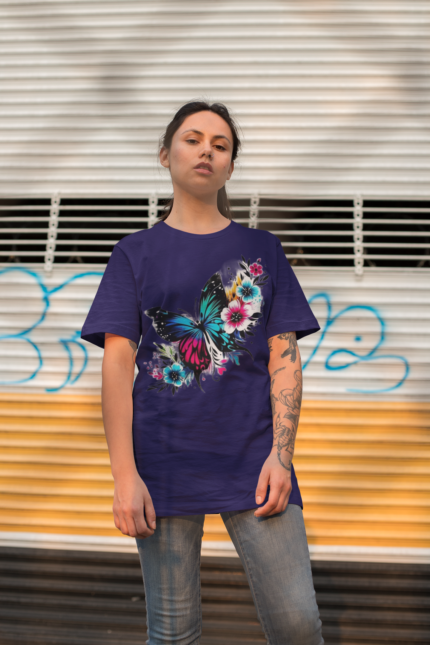 Butterfly Printed Oversized Tee | Be Unique